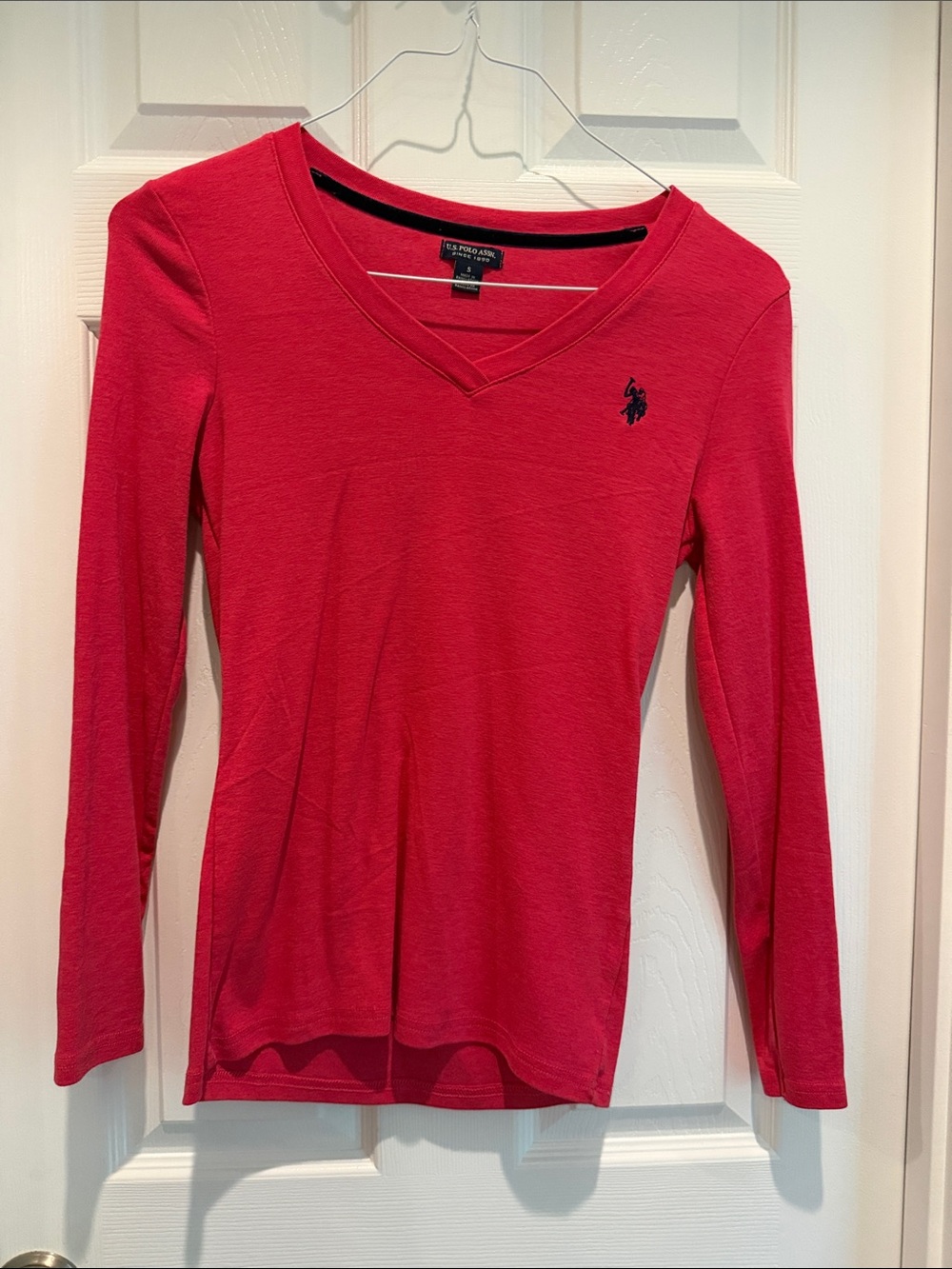 U.S. Polo Assn. Women’s Long Sleeve V-Neck Top - Pink